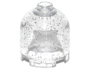 30151-101 Steen, 2x2x1 2/3 dome (hoog) (loc 03-01) Transparant glitter NIEUW loc