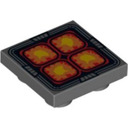 11203pb007-85G Tegel 2x2 omgekeerd met 4 oranje rode en gele vlakken grijs, donker (blauwachtig) gebruikt *5t06-01