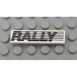 2431pb004-1G Tegel 1x4 RALLY met strepen wit gebruikt *5t04-01