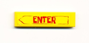 2431pb116-3G Tegel 1x4 ENTER in pijl (Sticker) geel gebruikt *5t04-04