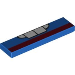 2431pb190-7G Tegel 1x4 witte tanden en donkerrode streep (Ivan Mater) blauw gebruikt *5t04-06
