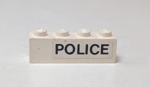 3010pb133-1G Steen 1x4 POLICE op witte achtergrond (Sticker) wit gebruikt *5V04-04