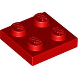 3022-5G Platte plaat 2x2 rood gebruikt *1L363