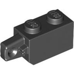 30364-11G Scharniersteen 1x2 vinger korte zijkant VERTICAAL zwart gebruikt *1L0000