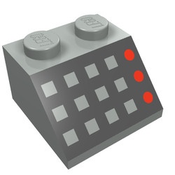 3039p32-9G Dakpan bedrukt 45 graden 2x2 met 12 knopjes, 3 rode lampjes op zwarte achtergrond lichtgrijs (klassiek) gebruikt *5R000
