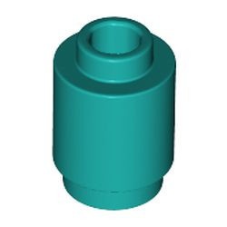 3062b-39 Steen 1x1 rond- met inkeping onder, open nop turquoise, donker NIEUW *1L076/77