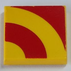 3068bp67-3G Tegel 2x2 rode strepen geel gebruikt *5T05-20