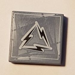 3068bpb0069-55G Tegel 2x2 Alpha Arctic Lightning Logo blauw, zandkleurig gebruikt *5T05-26