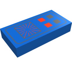 3069bp25-7G Tegel 1x2 Computerpatroon vier blokjes en scherm blauw gebruikt *5T02-17