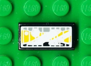 3069bpb0057-11G Tegel 1x2 met lichtgrijs patroon (Sticker) zwart gebruikt *5T02-20