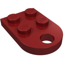 3176-59 Platte plaat 2x2 met gat voor trekhaak (oog) rood, donker NIEUW *1L324