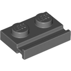 32028-85G Platte plaat 1x2 met deurrail grijs, donker (blauwachtig) gebruikt *1L316+5