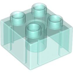 3437-15G DUPLO steen 2x2 (LET OP: DUPLO IS VRIJWEL ALTIJD PAKKETPOST) transparant lichtblauw gebruikt *