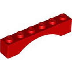 3455-5 Steen, boog 1x6x1 (niet-verhoogd zie ook 92950) rood NIEUW *1L266