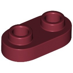 35480-59 Platte plaat 1x2 ovaal/afgerond beide kanten rood, donker NIEUW *