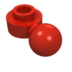3614-5G Platte plaat 1x1 rond met trekhaak rood gebruikt *