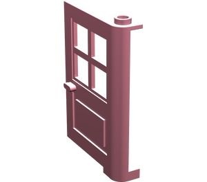 3861-23G Deur 1x4x5 met 4 raampjes- geen frame nodig roze (klassiek) gebruikt *1L0000