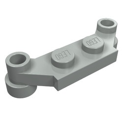 4590-9 Platte plaat 1x4 offset (plaat 2 x1+gaten links en rechts) lichtgrijs (klassiek) NIEUW *1L319