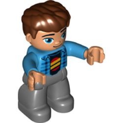 47394pb246G Duplo Lego Ville, man, met bruin haar gebruikt *