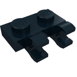 60470-11 Platte plaat 1x2 met TWEE horizontale clips zwart NIEUW *1L291