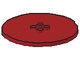 6177-59 Platte plaat 8x8 rond, 4 centrale noppen rood, donker NIEUW *5D0000