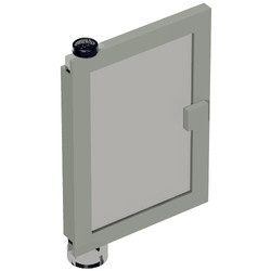 73436c03-9G Deur 1x4x5 links met transparant zwart glas (geen frame nodig) lichtgrijs (klassiek) gebruikt *1L0000