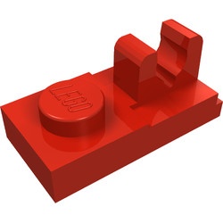 92280-5 Platte plaat 1x2 met clip OP plaat rood NIEUW *1L290