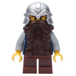 cas393G Fantasy Era - Dwerg met donkerbruine baard en zilveren helm gebruikt *0M0000