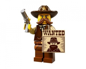 col13-2 Sheriff met pistool, tegel "WANTED"en voetstuk NIEUW *0M0000