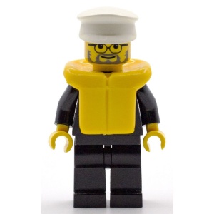 cty0025G Politie, zwart pak, witte pet en reddingsvest gebruikt *0M0000