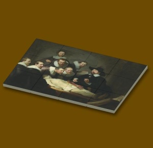 CUS4006 12 tegels 2x2 Anatomische les- Rembrandt van Rijn wit NIEUW *0A000