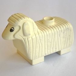 dupsheeppb02-1G DUPLO schaap, platte oren, zwart-witte ogen (PAKKETPOST) wit gebruikt *