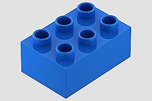 HU87084-7 COMPATIBEL met DUPLO steen 2x3 (Hubelino) blauw NIEUW *