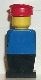 old010G Legoland Oude type minifig - Blauw lijf, Zwart benen, rode platte pet gebruikt *0M0000
