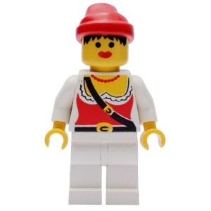 pi058G Piraat female, rode Rag hat, witte benen gebruikt *0M0000