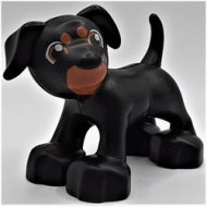 1396pb02-11 DUPLO Hond staand bruine mond en stippen op kop zwart NIEUW *
