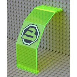 2408p01-16G Ruit 10x6x11 3x geknikt met Blacktron II logo transparant, neongroen gebruikt *