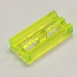 2412-16G Tegel 1x2 rooster transparant, neongroen gebruikt *1L335
