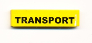 2431pb042-3G Tegel 1x4 TRANSPORT (Sticker) geel gebruikt *5t04-04