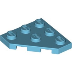 2450-156 Platte plaat 3x3 afgekapte hoek blauw, middenazuur NIEUW *