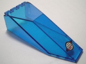 2507pb08-14G Cockpit glas 10x4x2 1/3 met Alpha Teram logo (wereldbol) transparant donkerblauw gebruikt *3L0000