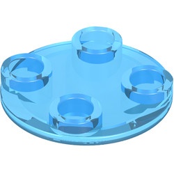 2654-74 Platte plaat 2x2 rond afgeronde bodem transparant middenblauw NIEUW *1L137