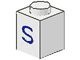 3005-S-1G Steen 1x1 met letter S wit gebruikt *5V01-08