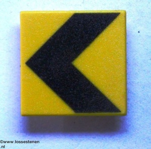 30258pb001-3G Verkeersbord- Dikke waarschuwingspijl naar links CLIP ON geel gebruikt *