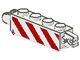30387p02-1G Scharniersteen 1x4 1 en 2 vingers uiteinde rode strepen wit gebruikt *1L0000