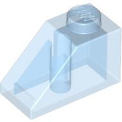 3040-74G Dakpan 45 graden 1x2 transparant middenblauw gebruikt *1L414