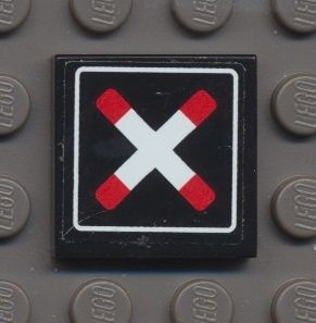 3068bpb0432-11G Tegel 2x2 Overweg symbool zwart gebruikt *0D008