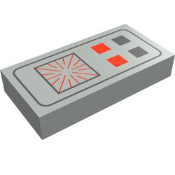 3069bp25-9G Tegel 1x2 Computerpatroon vier blokjes en scherm lichtgrijs (klassiek) gebruikt *5T02-14