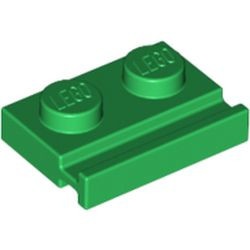 32028-6G Platte plaat 1x2 met deurrail groen gebruikt *1L316+5