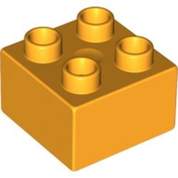 3437-110G DUPLO steen 2x2 (LET OP: DUPLO IS VRIJWEL ALTIJD PAKKETPOST) oranje, lichthelder gebruikt *